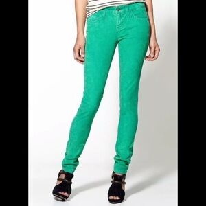 Free People Women’s Vintage Green Corduroy Skinny Mid-Rise Pants
